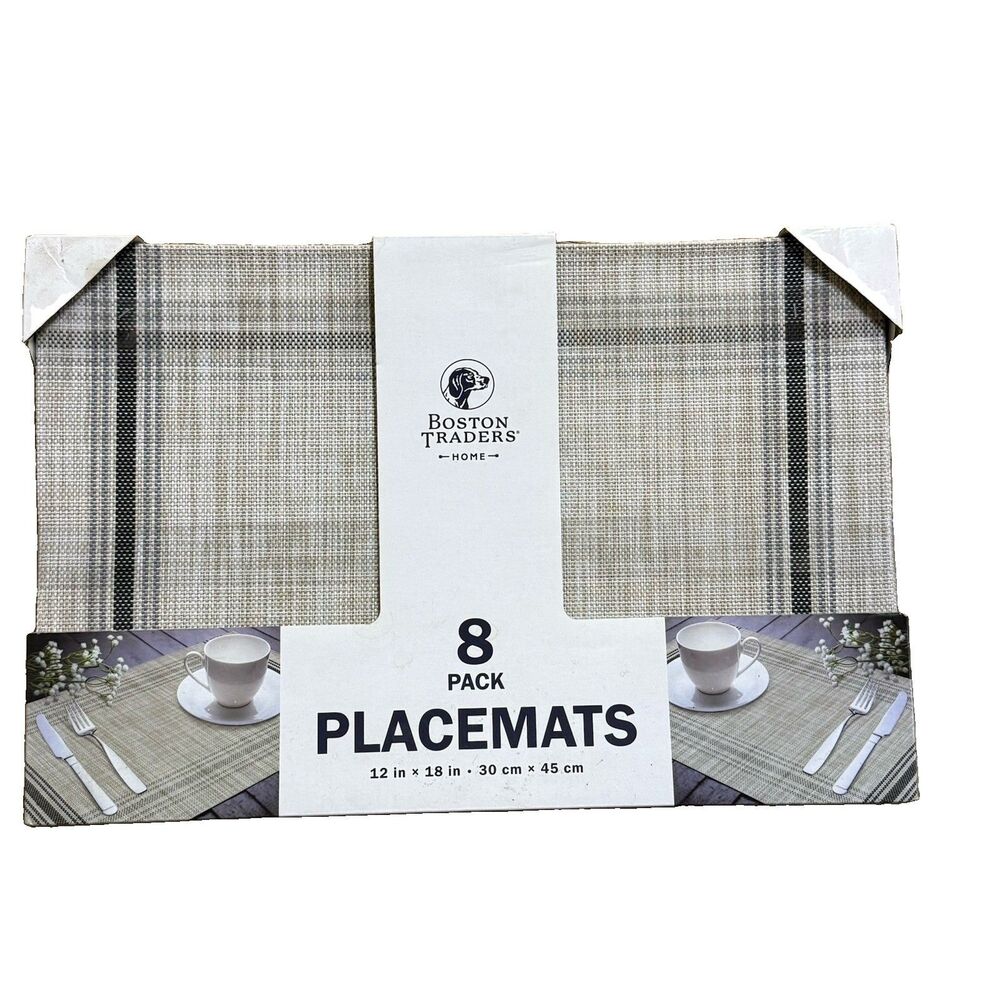 Dining Placemats 8-Pack,18"X12" Weave Pattern Boston Traders Home